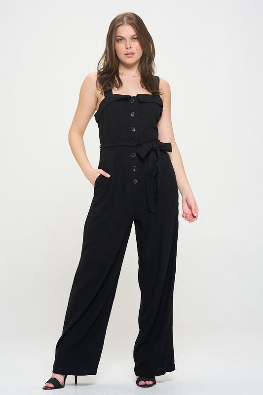 Sleeveless Button-Down Jumpsuit