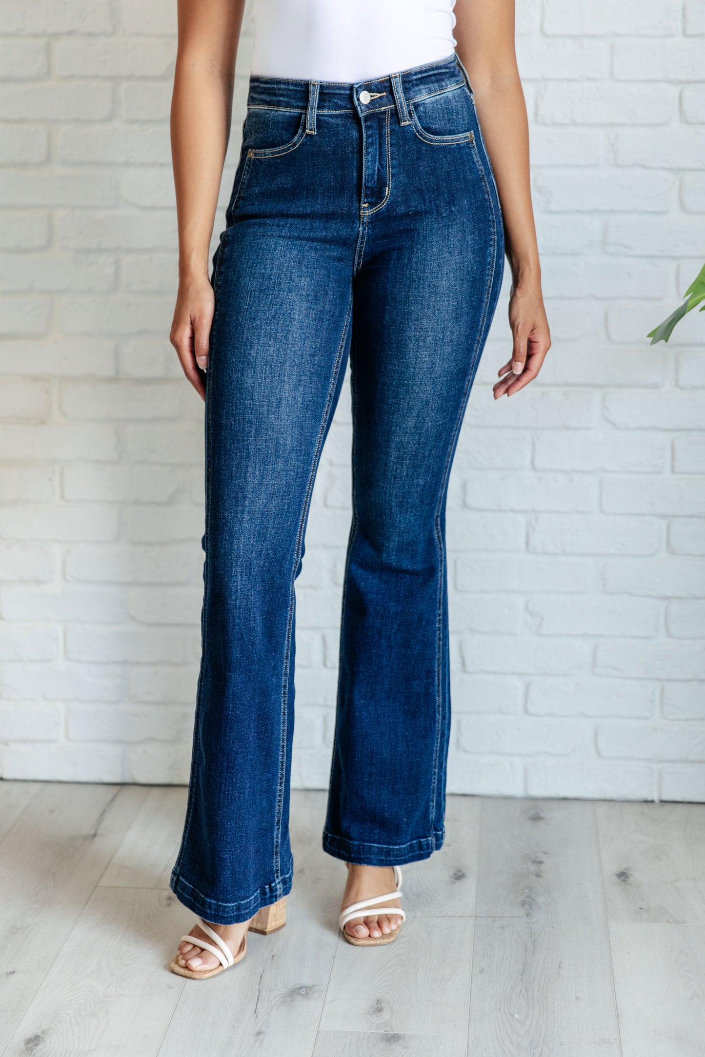 Mavis High Rise Side Seam Detail Flare Jeans 34" Inseam