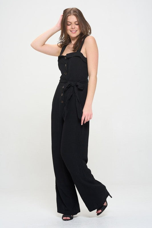 Sleeveless Button-Down Jumpsuit