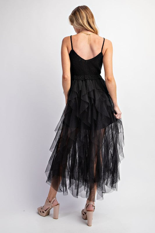 Lovely Tulle Midi Crochet Dress