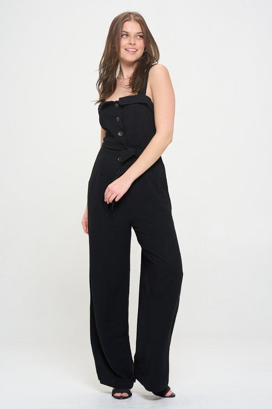 Sleeveless Button-Down Jumpsuit