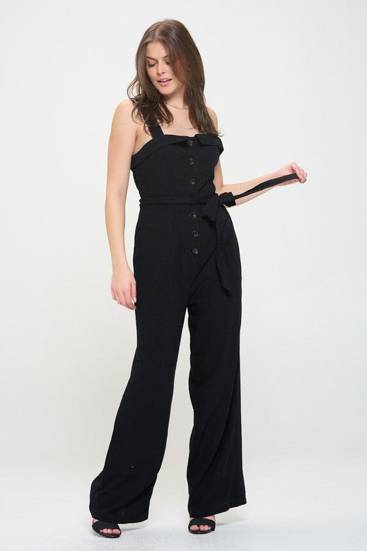 Sleeveless Button-Down Jumpsuit