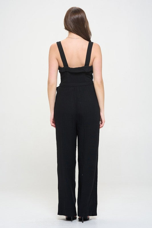 Sleeveless Button-Down Jumpsuit